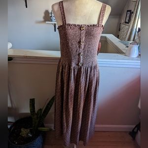 NWT Altar'd State Arula Brown Floral Midi Dress Size X